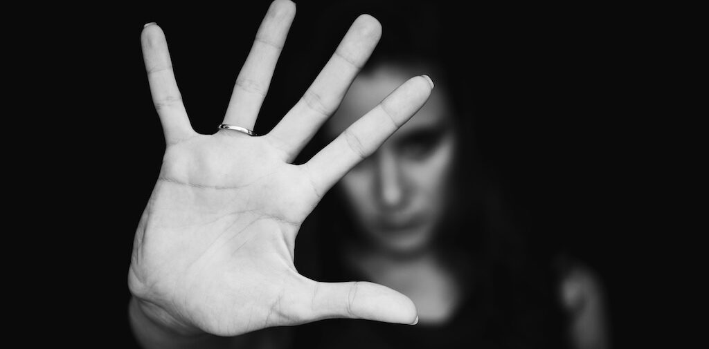 Woman showing her blank palm
