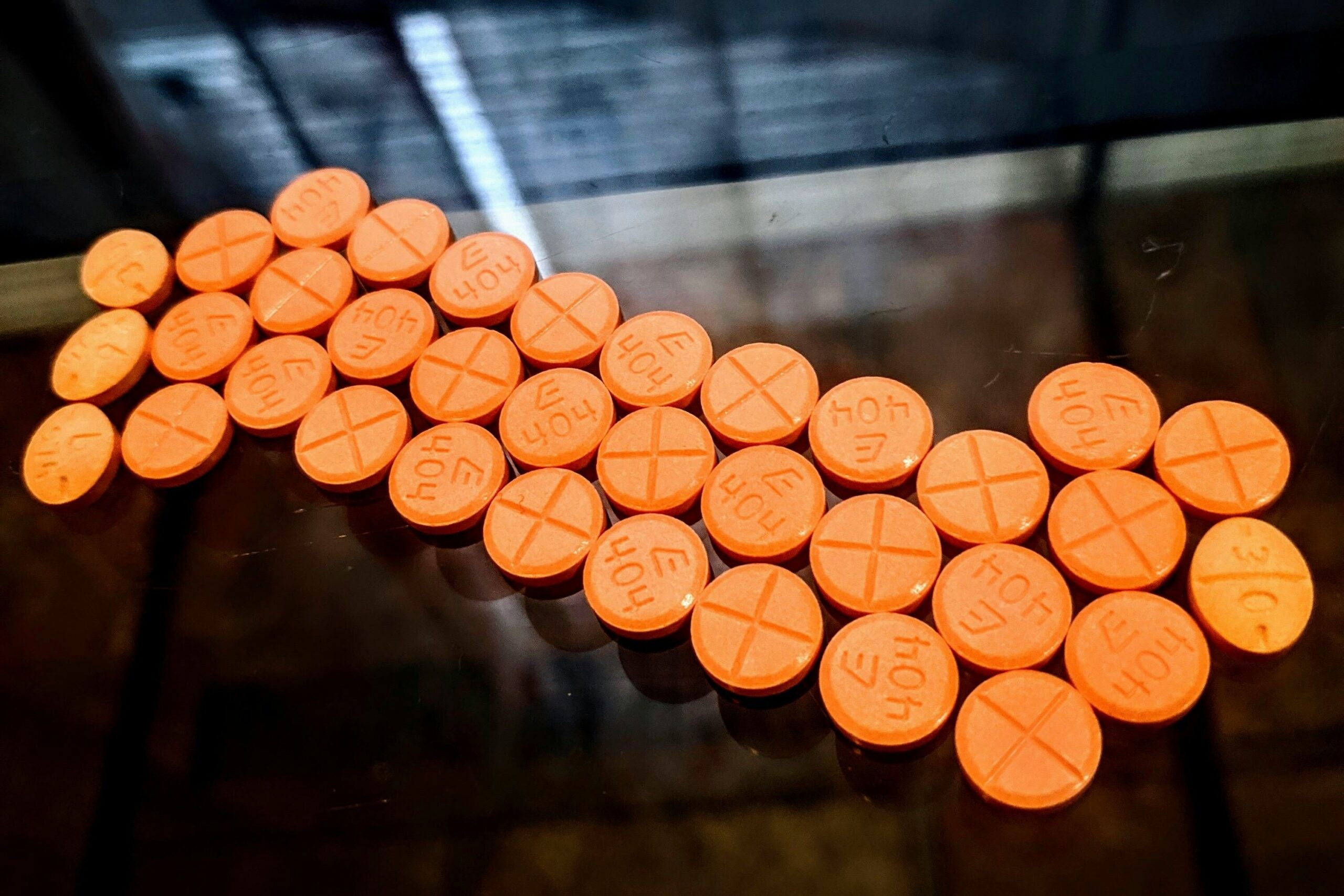 photo of orange adderall pills